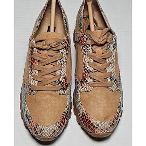 GILI GI-Janna Orange Combo Snake Print Lace Up Fashion Sneakers Womens 5.5M